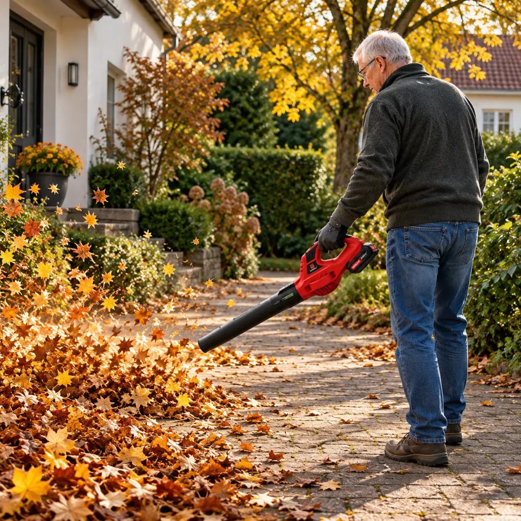Lightweight ergonomic Leafex leaf blower in use